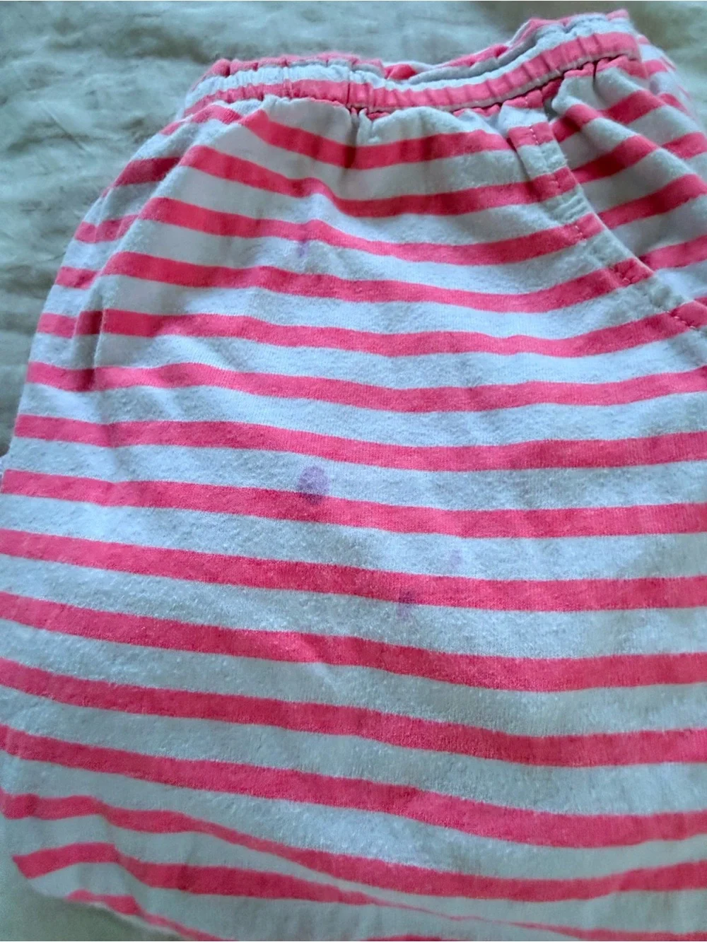 OshKosh B'gosh Pink and White Striped Off-Shoulder Romper
